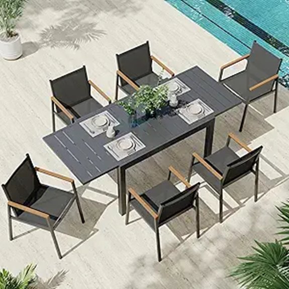 Expandable Patio Dining Set for 6-8 with Chairs