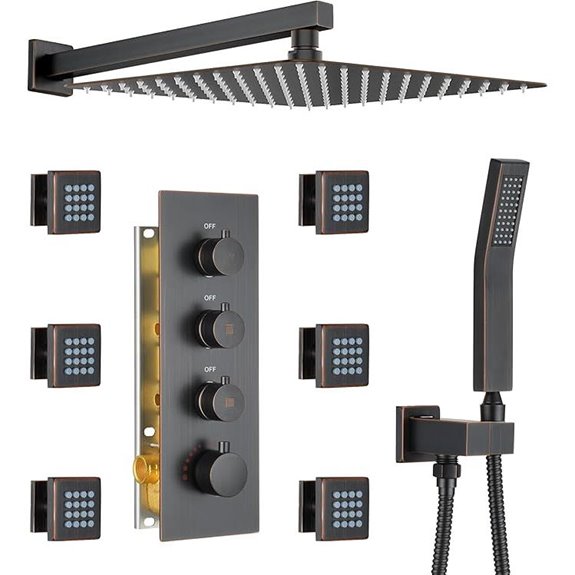 16-Inch Rainfall Shower System with Body Jets and Valve