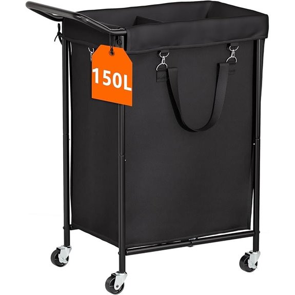 150L Rolling Laundry Basket with Removable Bag