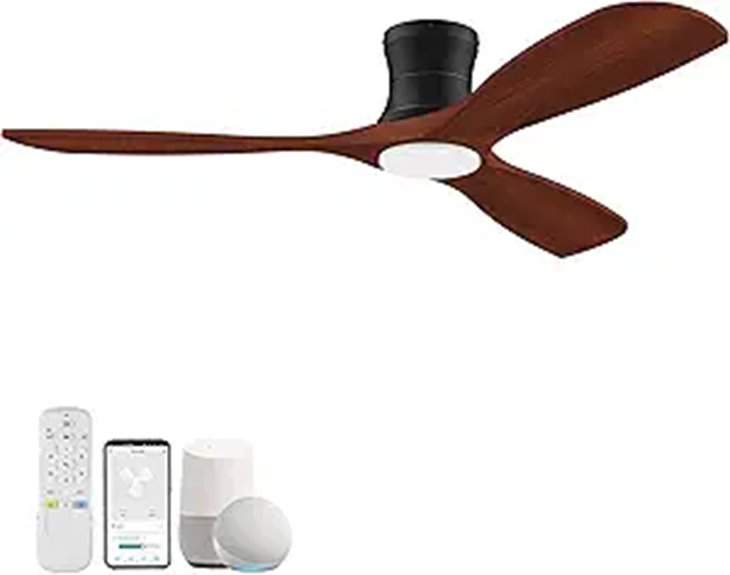 52” Smart Flush Mount Ceiling Fan with Lights