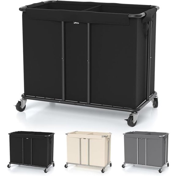 Large 2-Section Rolling Laundry Hamper with Casters