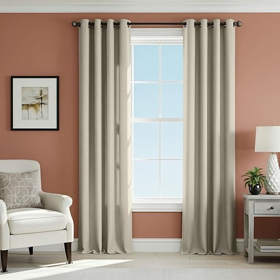 Decolure Linen Blackout Curtains 108 Light Beige Set