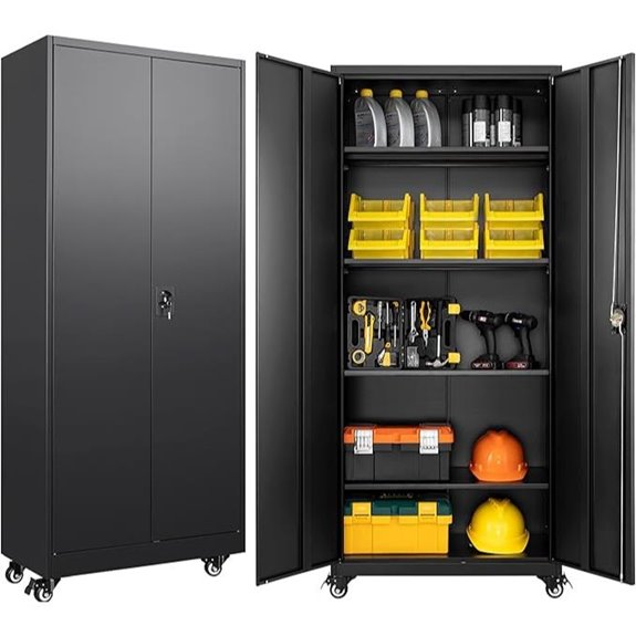 SISESOL Metal Rolling Storage Cabinet with Lock