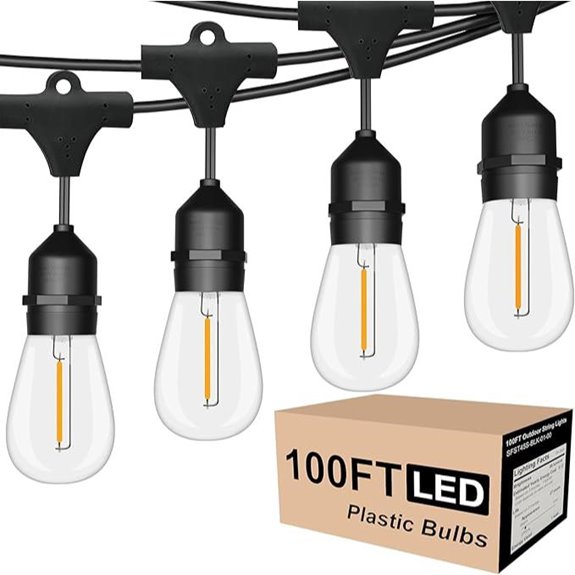 Outdoor String Lights LED 100FT with Bulbs and Sockets