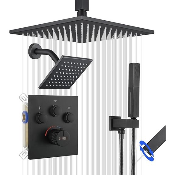 Matte Black Shower System with Dual Heads