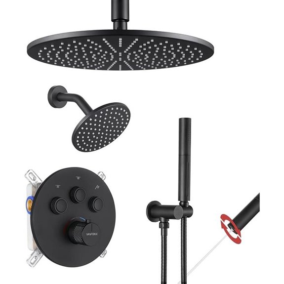 VANFOXLE Matte Black Shower System with Dual Heads