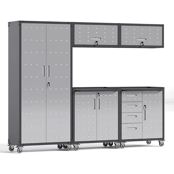 Garage Storage Cabinets Set with Wheels and Wall Units
