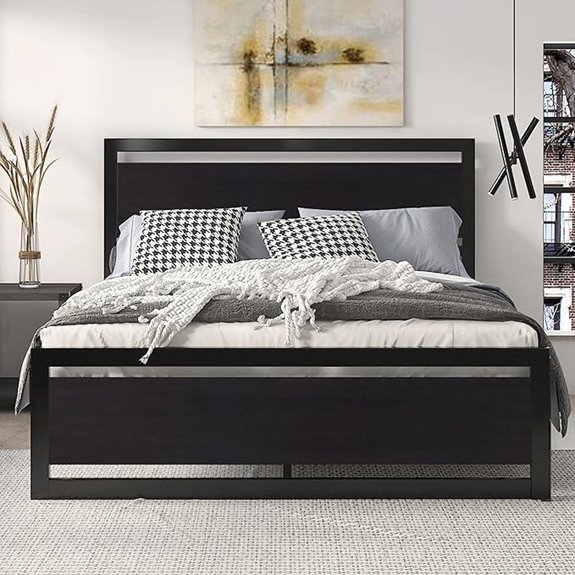 SHA CERLIN Queen Bed Frame with Modern Headboard