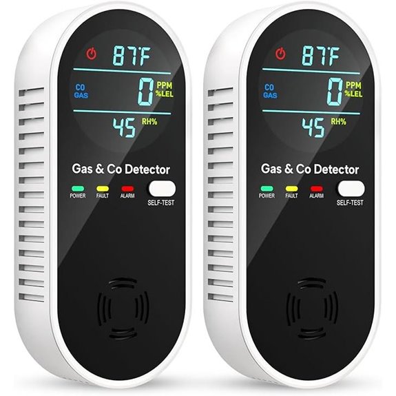 4-in-1 Carbon Monoxide & Gas Leak Detectors (2 Pack)