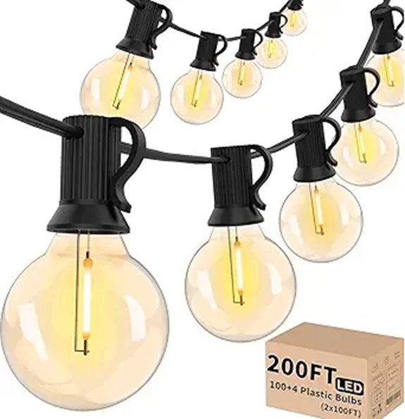 Svater 200FT Outdoor String Lights with LED Bulbs