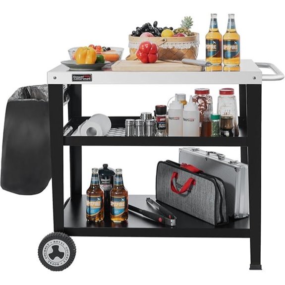Royal Gourmet Rolling Outdoor Dining & Prep Table