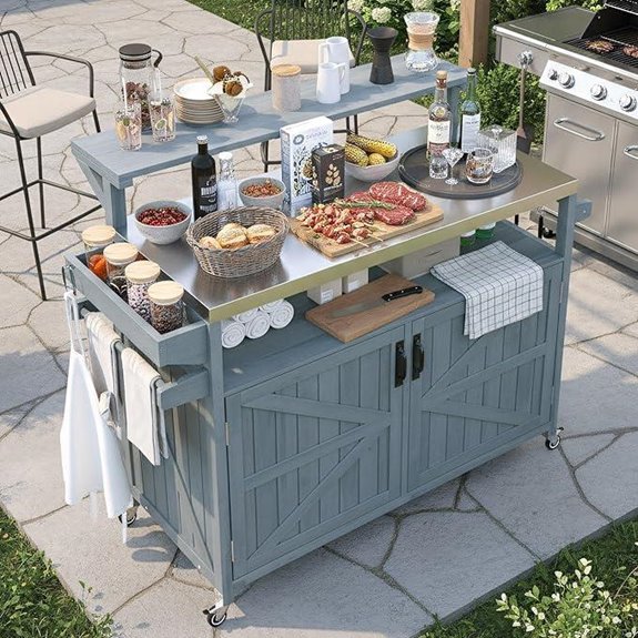 Merax Outdoor Kitchen Island with Storage and Grill