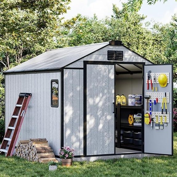 8x10 FT Outdoor Resin Storage Shed with Doors