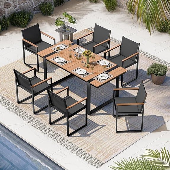 Outdoor Dining Set with Table Chairs and Umbrella Hole
