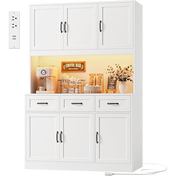 HOSTACK 72 Kitchen Pantry Cabinet with Charging Station