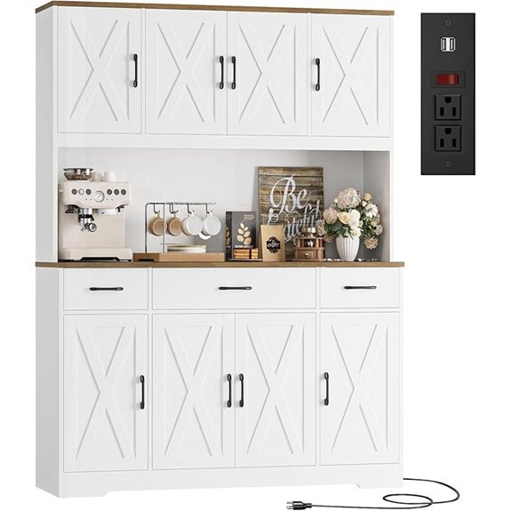 HOSTACK 71 Tall Kitchen Pantry with Charging Station