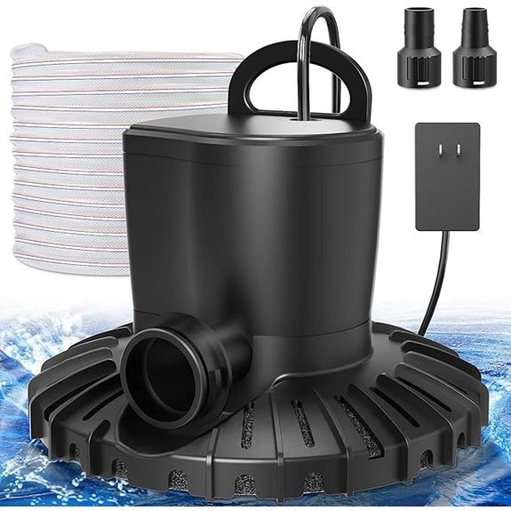 Pool Cover Pump with Hose Adapters and Drainage Hose
