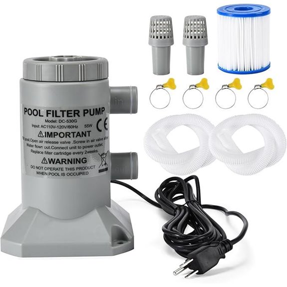 EDOU 530 GPH Pool Filter Pump Kit with Hoses