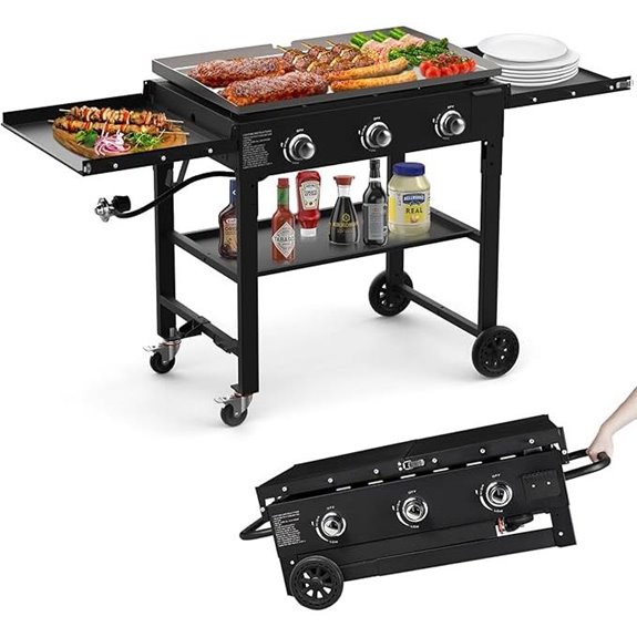 Bestfire Foldable 3-Burner Gas Grill with Shelves