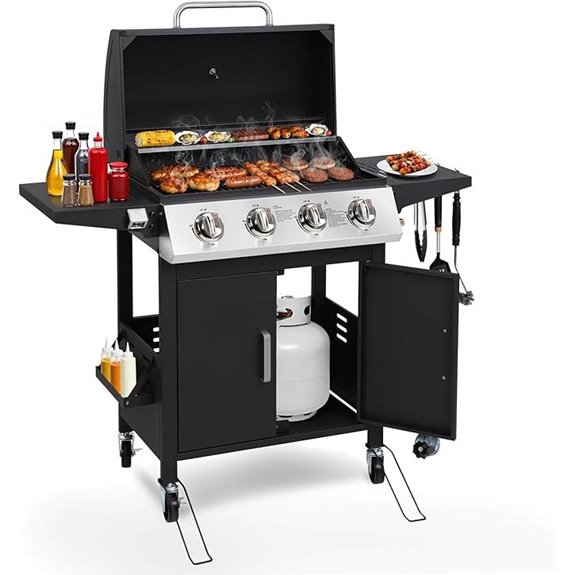 HUGROVE 4-Burner Propane Gas Grill with Wheels