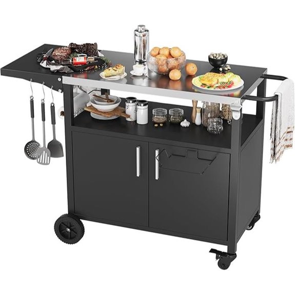 Outdoor Grill Cart with Storage and Wheels