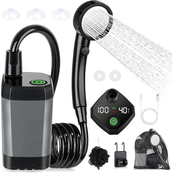 Rechargeable Camping Shower with LED Display and Multiple Modes