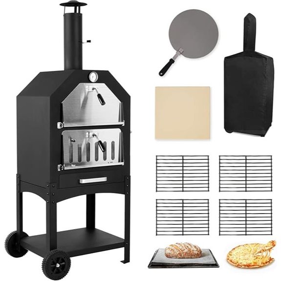 Portable Wood-Fired Outdoor Pizza Oven with Cover