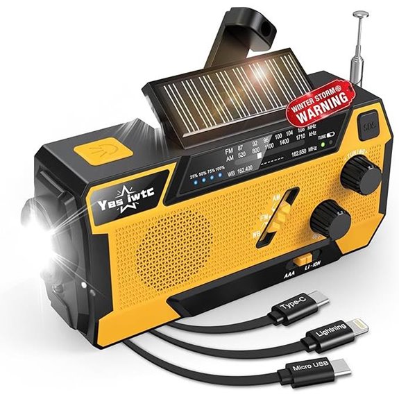 Hand Crank Emergency Radio with Solar & Charging Cables