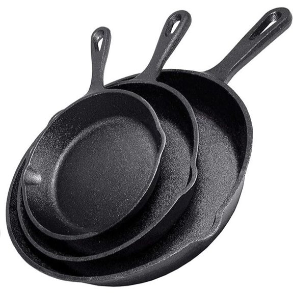 Cast Iron Skillet 3-Piece Set Pre-Seasoned Cookware