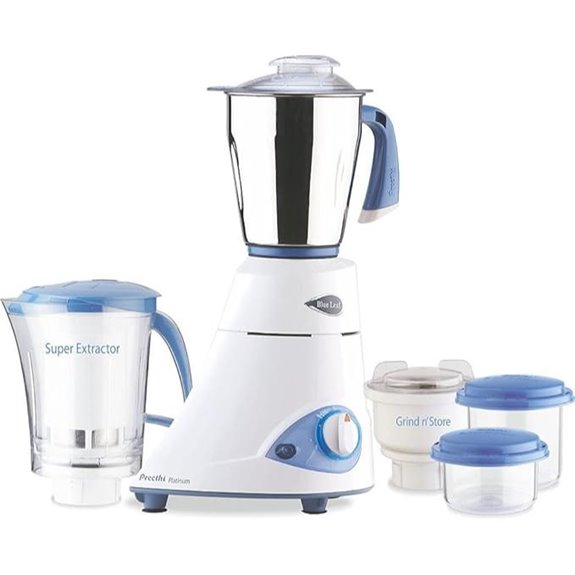 Preethi Blue Leaf Platinum 3-Jar Mixer Grinder 550-Watt Stainless Steel