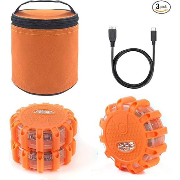 USB Rechargeable LED Road Flares Emergency Warning Discs