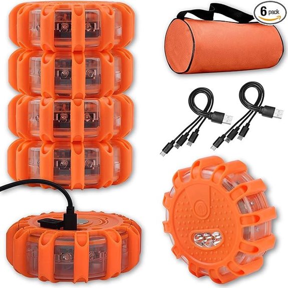 USB Rechargeable LED Road Flares (6 Pack)