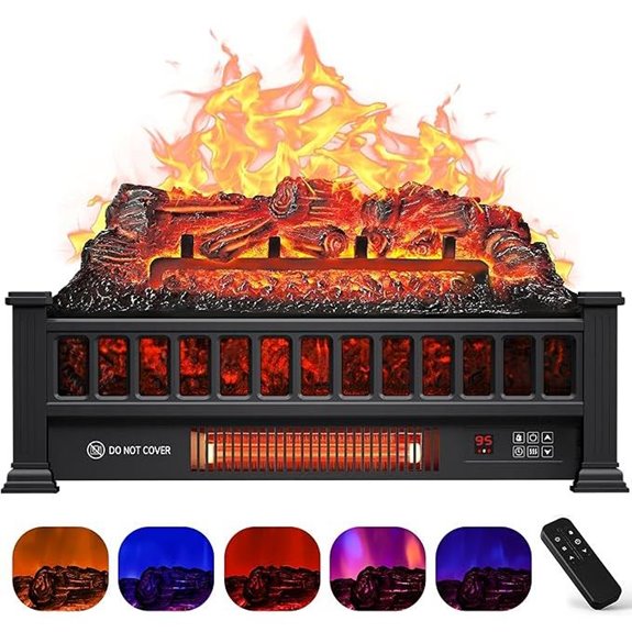 Electric Fireplace Logs Heater with Remote and Thermostat