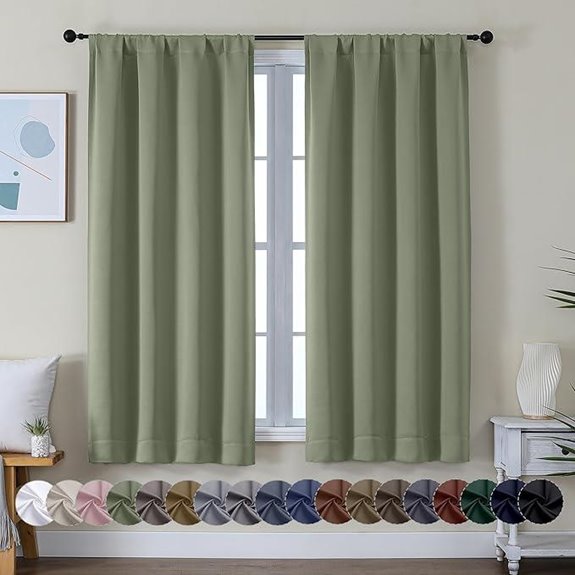 Simplebrand Sage Green Blackout Curtains (2 Panels 63 Inch)