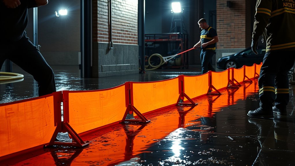 secure barriers to prevent flooding