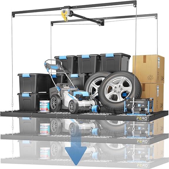 Overhead Garage Storage Rack with Safety Lock