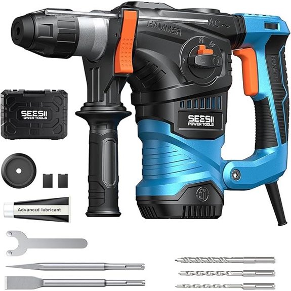 Seesii 13Amp Rotary Hammer with Chisels and Safety