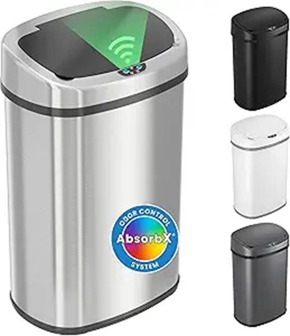 iTouchless 13 Gal Sensor Trash Can with Odor Filter