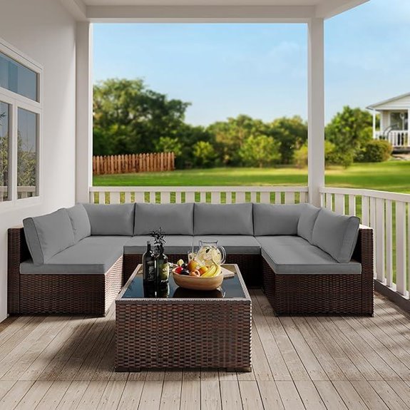 7-Piece Patio Rattan Furniture Set with Cushions