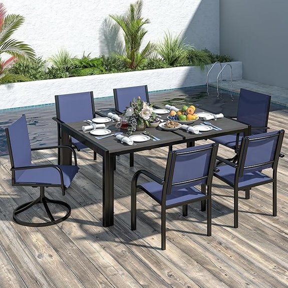 7-Piece Outdoor Patio Dining Set with Swivel Chairs