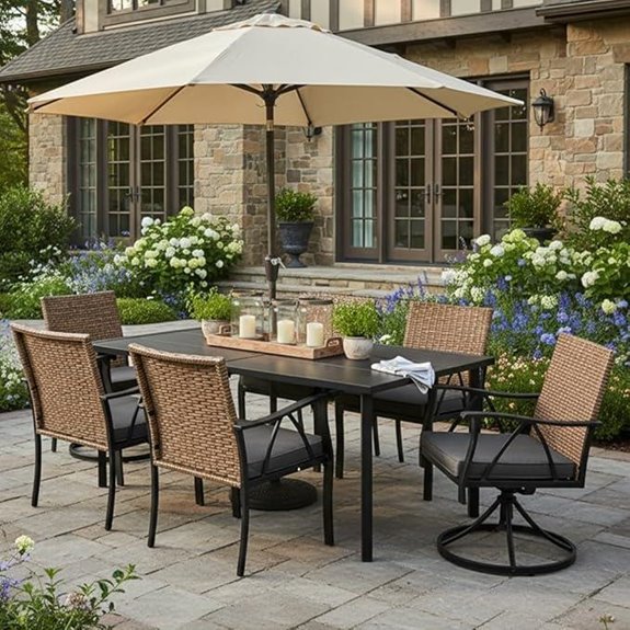 7-Piece Outdoor Patio Dining Set with Chairs and Table