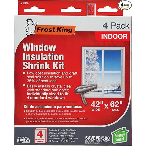 Frost King V73/4T Shrink Film Window KIT 4-Pack Clear Transparent
