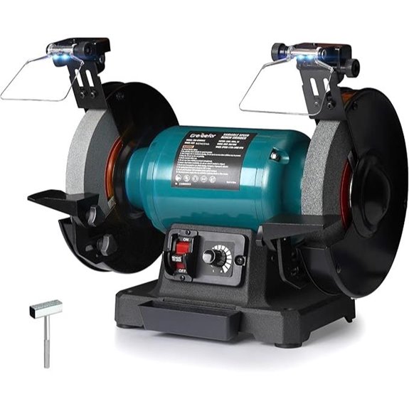 6-Inch Variable Speed Bench Grinder with LED Light