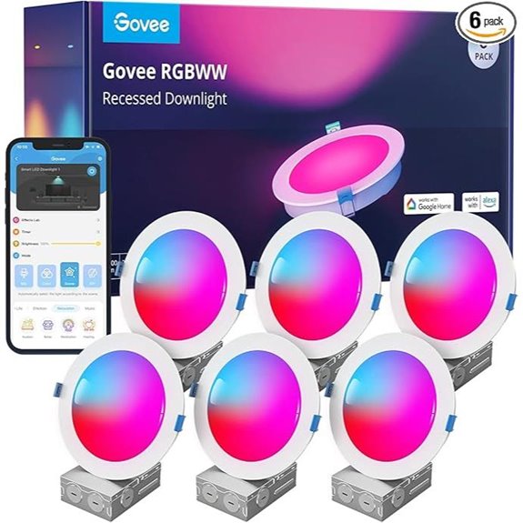 Govee 6 Smart RGBWW Recessed LED Lights (6 Pack)