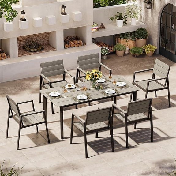 Outdoor Dining Set for 6 with Umbrella Hole