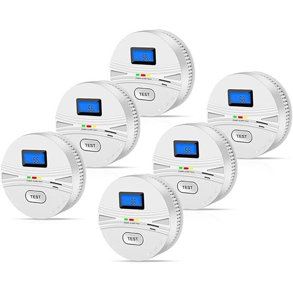 6 Pack Smoke & CO Detectors with Digital Display