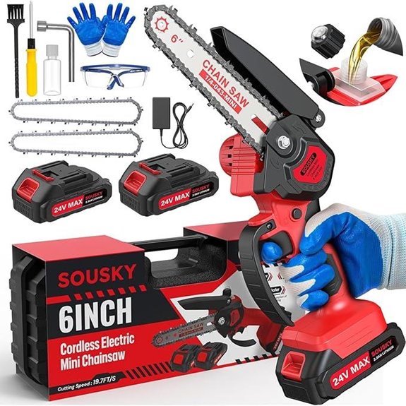 6-Inch Cordless Mini Chainsaw with Rechargeable Battery