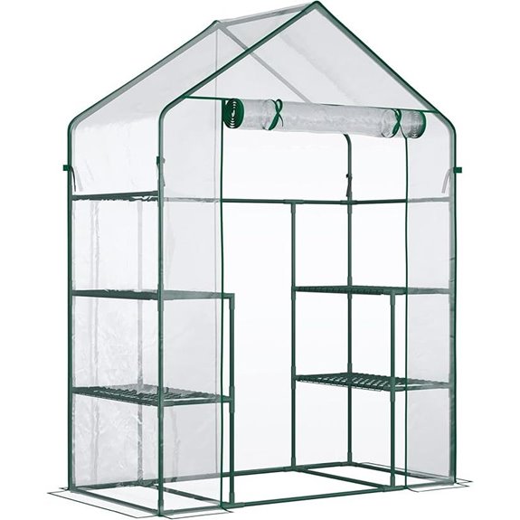 Outsunny Mini Walk-in Greenhouse with Shelves and Cover