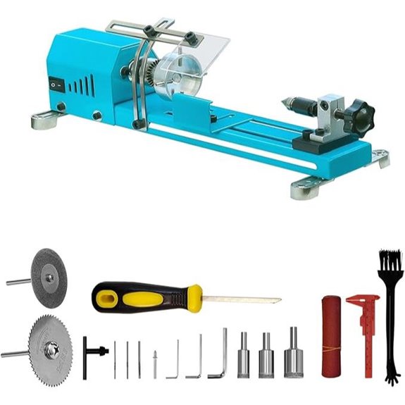 Mini Wood Lathe Machine with Shields