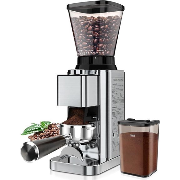 Conical Burr Coffee Grinder Adjustable Settings Stainless Steel